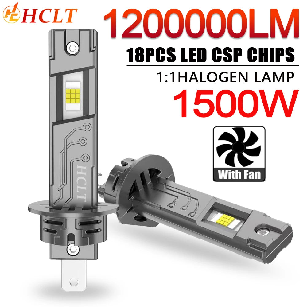 H1 LED Headlights Powerful CANBUS Bulb 1:1 Mini Size Spotlights Lights for Car With Fan Automobile Fog Light Ampoule Led H1