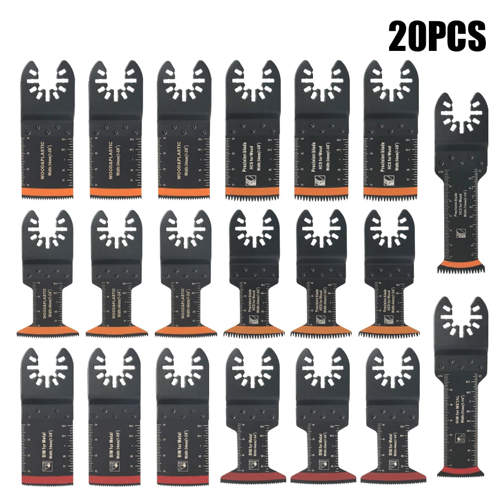 Japanese Tooth Carbide Oscillating Saw Blade Kit 10-39Pcs Arc Edge Oscillating Multitool Blades Precise Cut for Wood PVC Iron