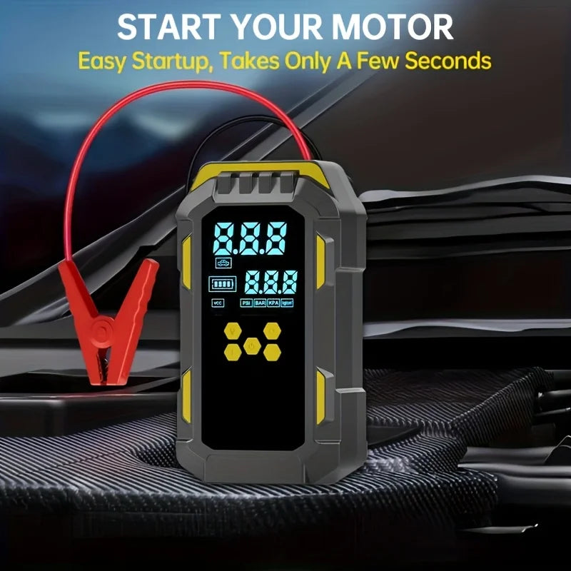 12V Durable 2-in-1 Car Jump Starter & Tire Air Compressor - 150PSI, -40°C-80°C Low-Temp Operation, USB Port for Phones
