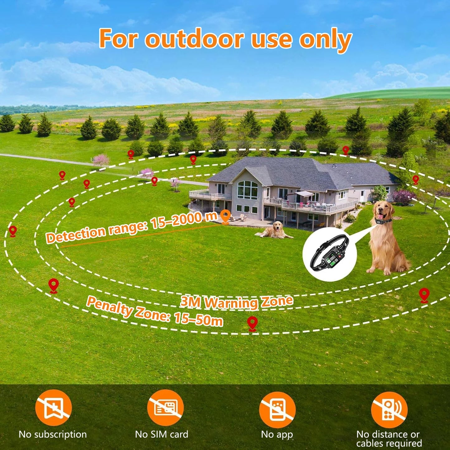 GPS Wireless Dog Fencing System – Electric Satellite Pet Fence | 15–2000m Range