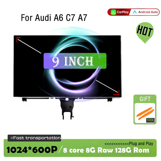 9" Android Car Stereo for Audi A6 C7 & A7 (2012–2018) — CarPlay, Android Auto, GPS, Bluetooth, WiFi
