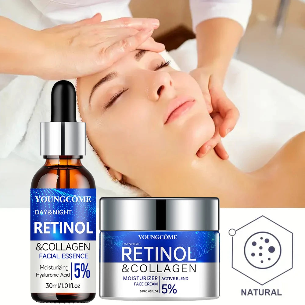 YOUNGCOME Retinol Cream & Serum Combo Set – Locks In Moisture, Repairs Skin, Smooths Wrinkles & Increases Elasticity | Anti-Aging Face Care for Women