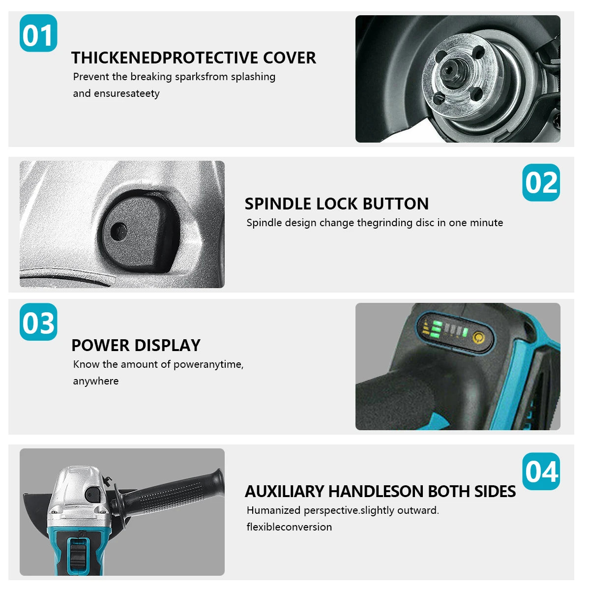 125mm Grinder Power Tool Polishing Cutting Machine For Makita 18V Battery Brushless Angle Grinder Cordless Electric Angle