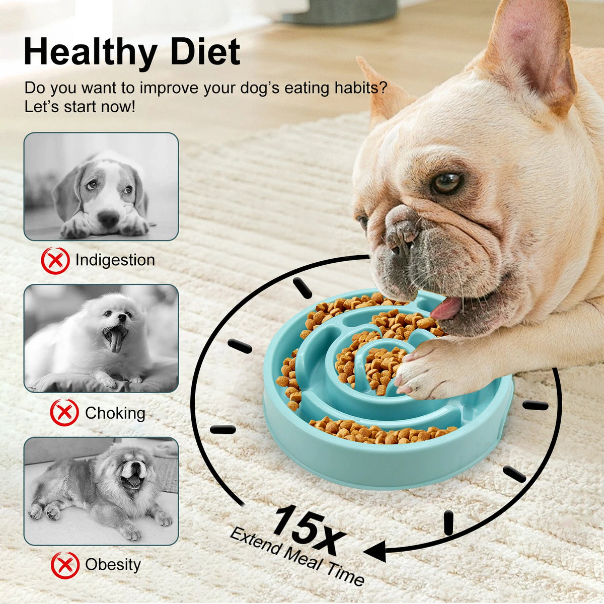 Macaron Color Slow Feeder Bowl - Maze or Circle Pattern for Pets - photo 2