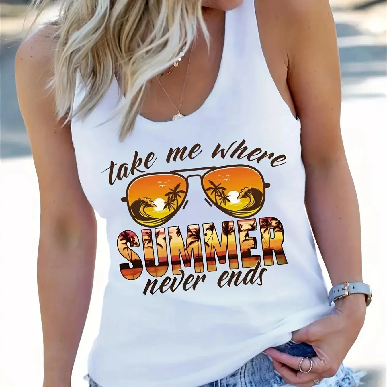 Women's Sexy Tops tshirt black Sleeveless Loose Vest Holiday Style Hawaiian Top Summer White