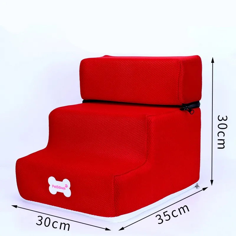 Hot Dog House-Style 3-Step Pet Stairs - Anti-Slip