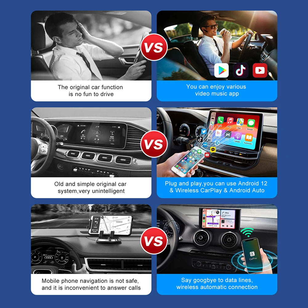 Android 13 Wireless CarPlay & Android Auto AI TV Box (Built-in App Store)
