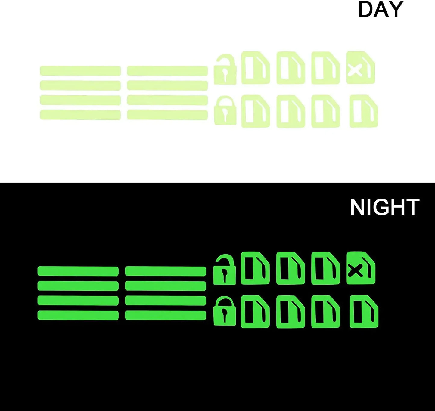 18Pcs/set Luminous Car Window Button Sticker Car Door Window Lift Button Stickers Night Fluorescent Decals Car Interior Sticker