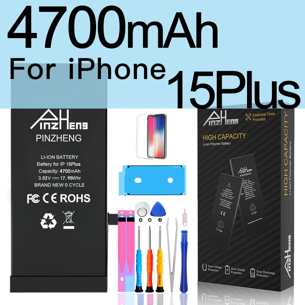 PINZHENG Real High Capacity Battery For iPhone 14 15 14 Pro 15 Pro 14 Pro Max 15 Pro Max 14 Plus 15 Plus Replacement Batteries
