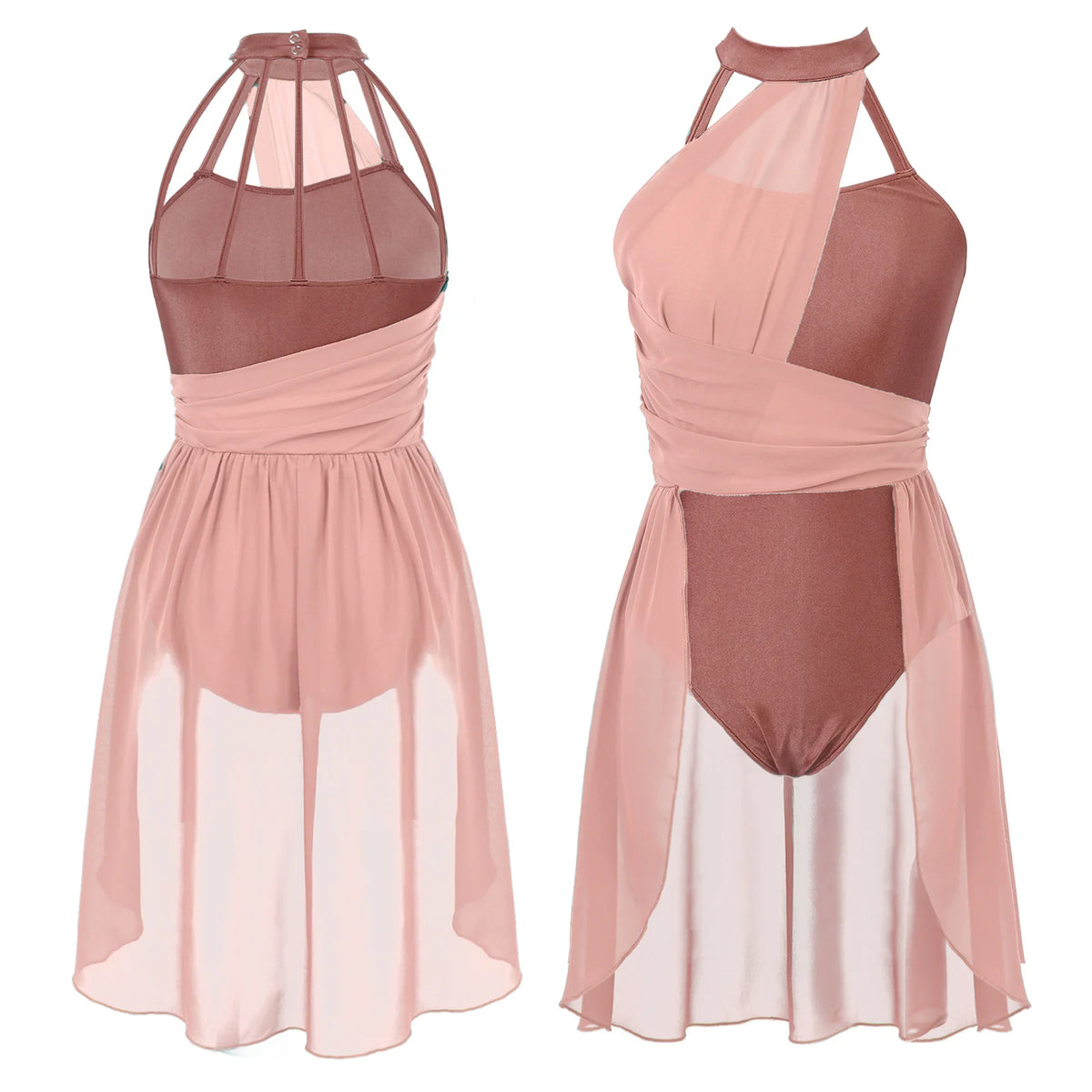 Women's ruched chiffon contemporary lyrical dress