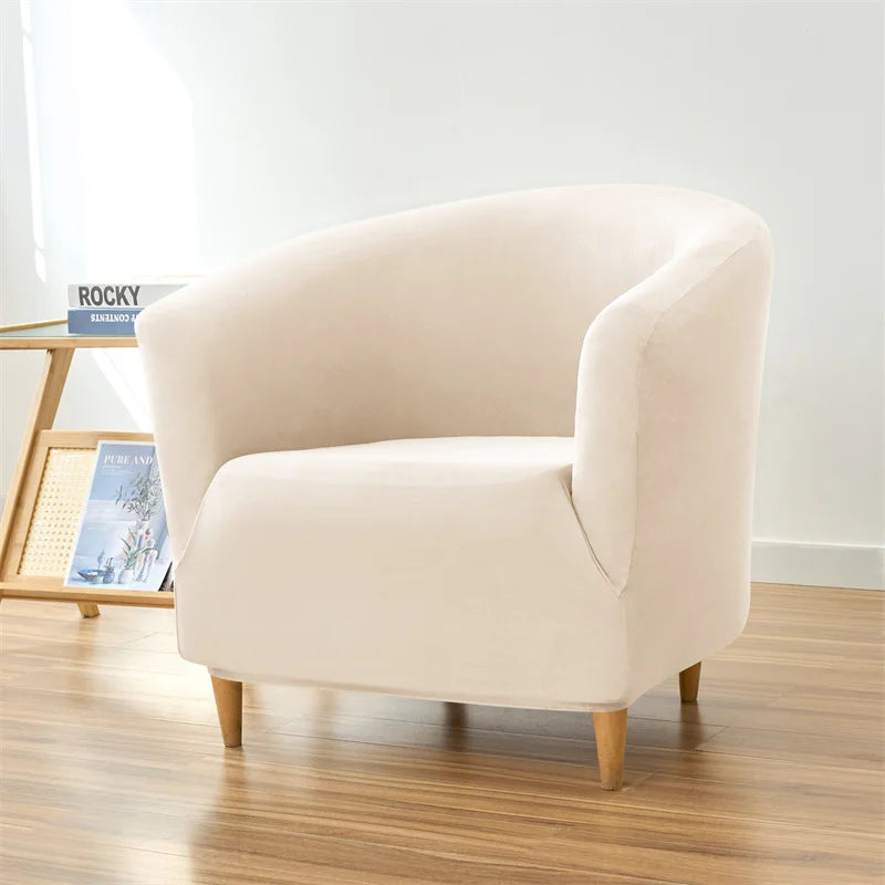 1PC Stretch Club Chair Cover Water Repellent Solid Color Arc Sofa Covers Single Removable Seat Slipcover Hotel Bar Counter Decor