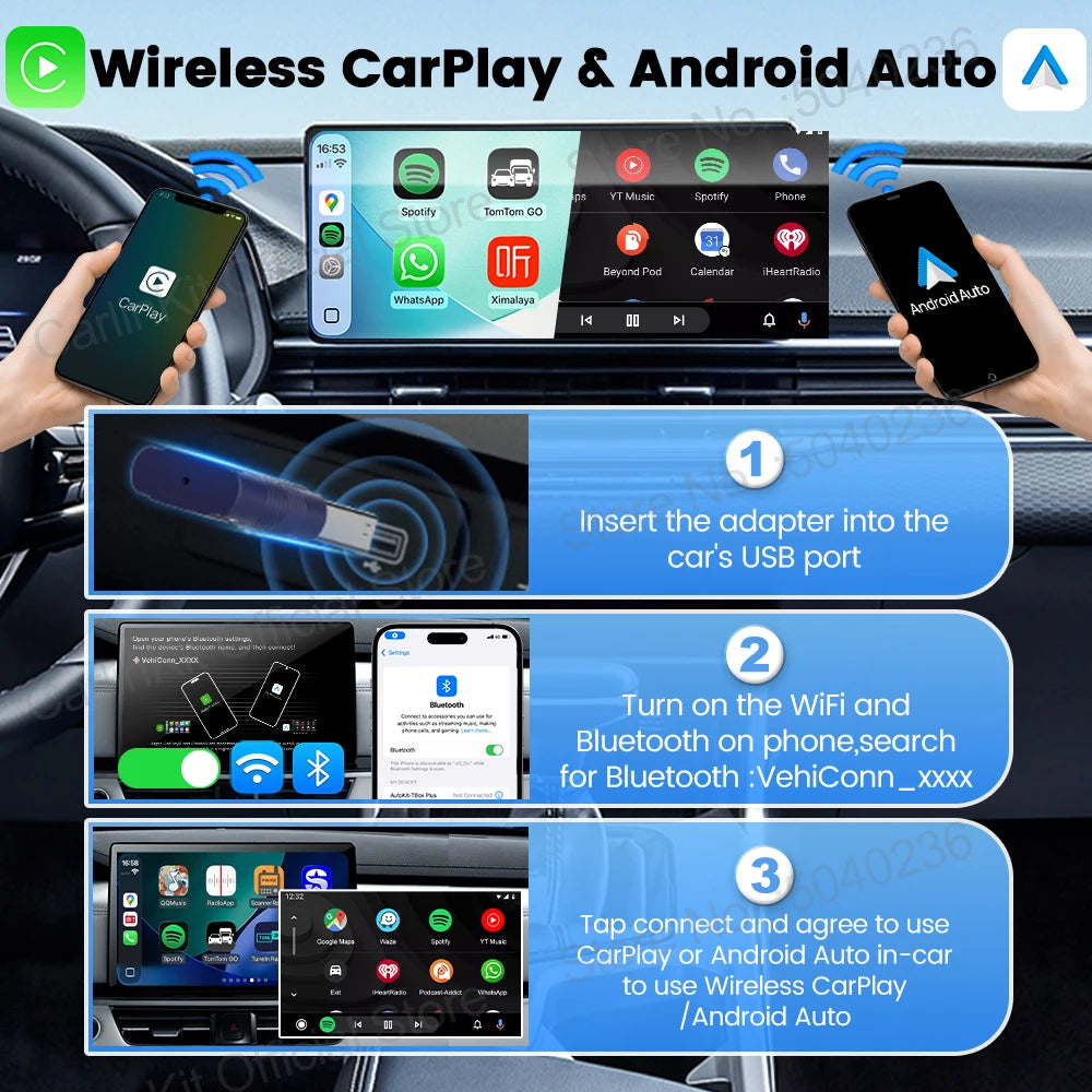 CarlinKit 5.0 Mini Ultra 2/3 Wireless Smart Box Wireless Android Auto CarPlay USB Adapter WiFi BLE Auto Connect Online Upgrade