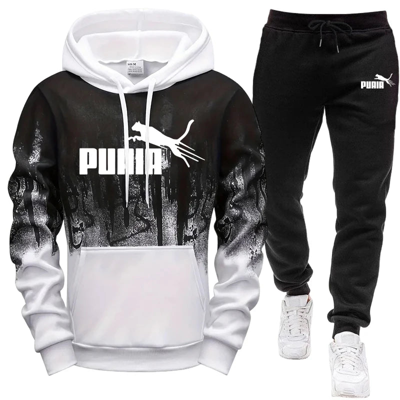 Hooded Sweatshirt and Sweatpants Outdoor Sports Jogger Suit Men's Set/Hoodie/Pants Autumn Winter Daily Casual Fashion Sportswear