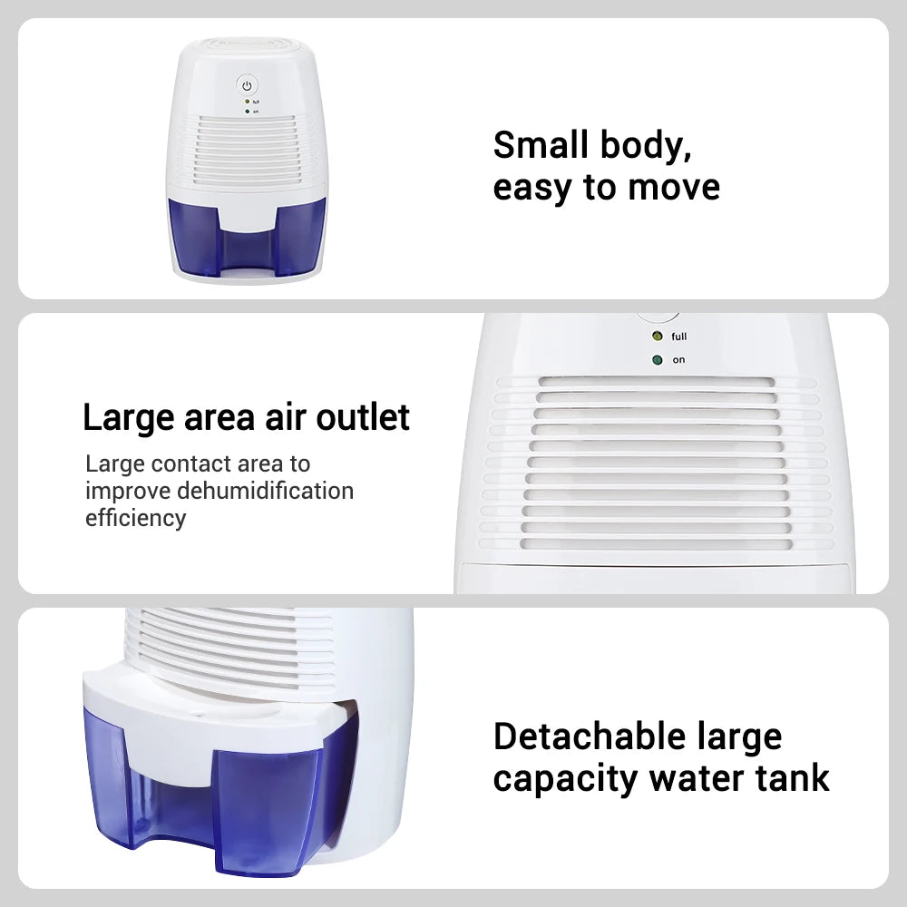 USB Powered Portable Dehumidifier Home Moisture Absorber for Bathroom Closet 500ml Mini Dehumidifier Prevent Mold Mildew & Odor