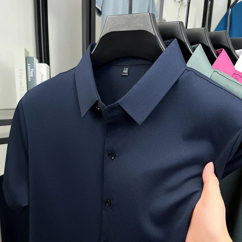 Men's Short-Sleeve Dress Shirt - Slim Fit, Wrinkle-Free Breathable
