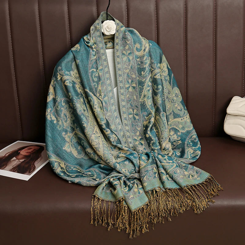 Women's Printed Pashmina Shawl, Soft Winter Scarf