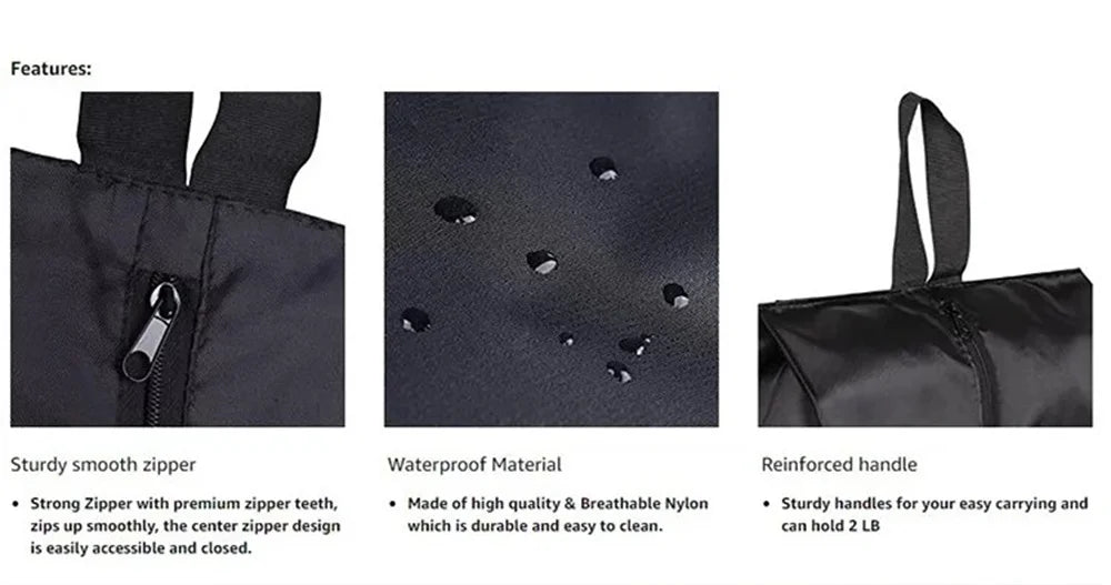 2 or 4 Pack Portable Nylon Waterproof Shoe Storage Bags with Zipper Closure for Men and Women Travel or Family Item Organize