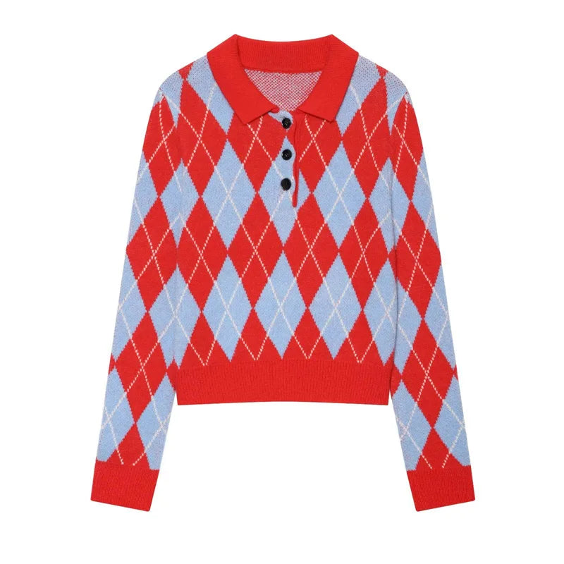 Women's Sweater 2026 New Autumn Winter Long Sleeve Diamond Knit Sweater for Women Fashion Personality Chic Women Pullover Top