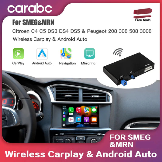 Wireless CarPlay & Android Auto Adapter, Compatible with Peugeot Citroen SMEG SMEG+ Picasso C4 C5 DS4