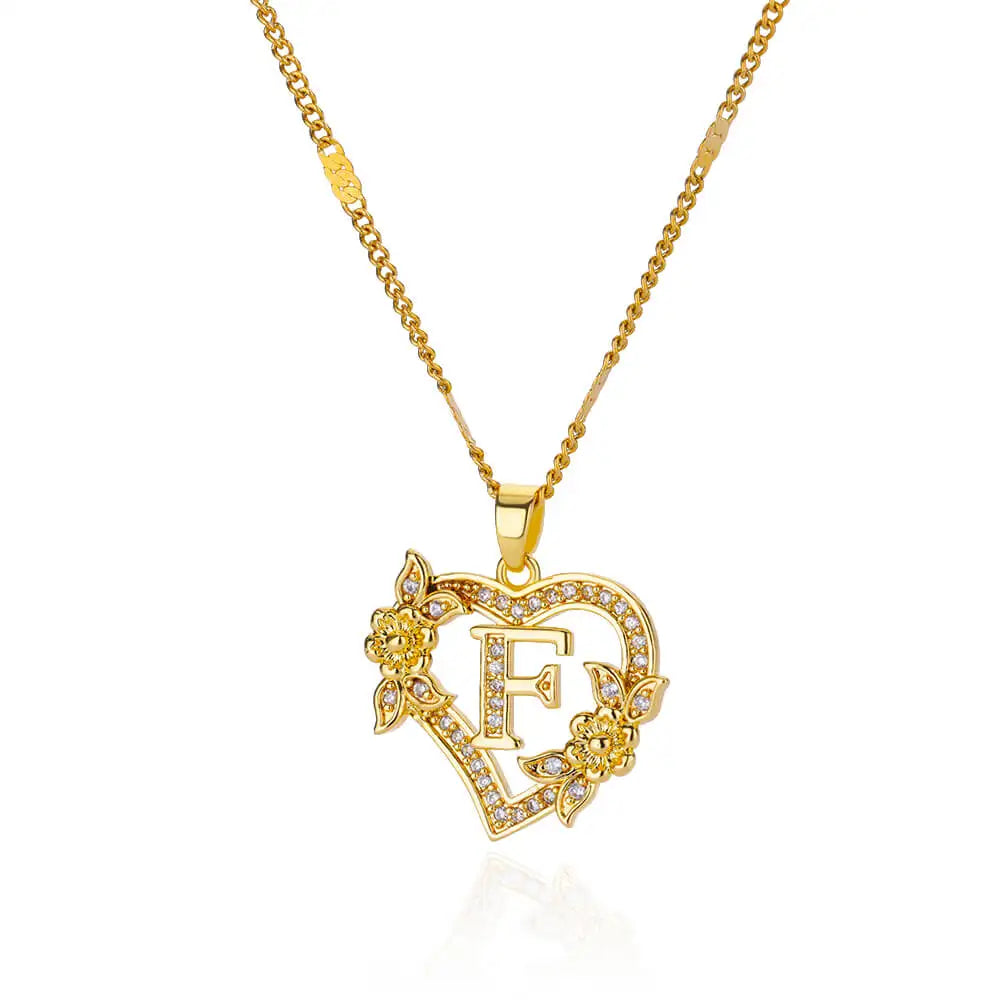 Initial Heart Necklace – Gold-Tone A-Z Letter Pendant