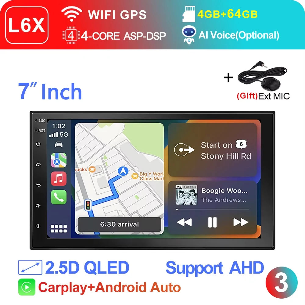LEHX Wireless Carplay 2din Android 14 Car Radio Multimedia Video Player Universal 7/9/10 inch AutoRadio GPS Navigation 4G WiFi