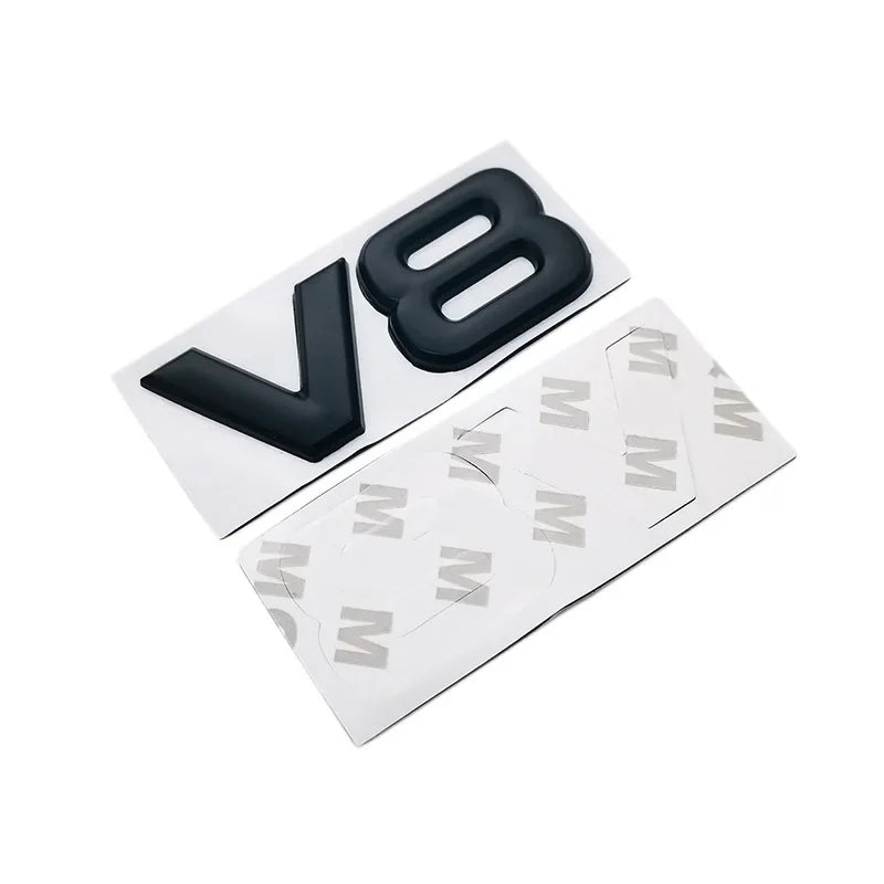 Metal Car Sticker V8 Rear Emblem Badge Decals Tail Trunk Sticker for Benz AMG BMW Mazda Chevrolet Skoda Ford Opel Audi Volvo