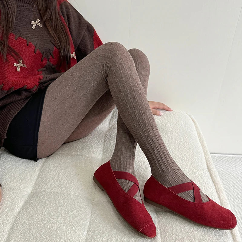 Women's Vertical Striped Tights, 150g Thermal