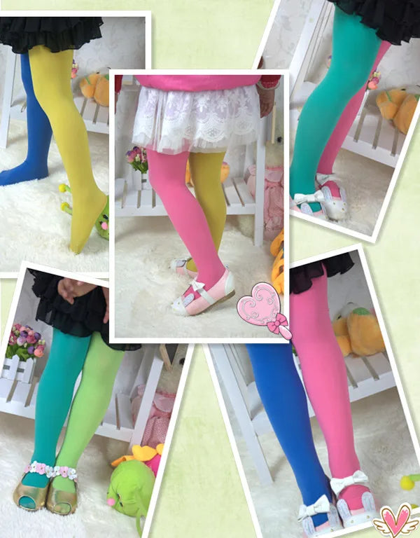 Candy Color Stretch Tights for Girls & Women — Soft Footed Dance Pantyhose