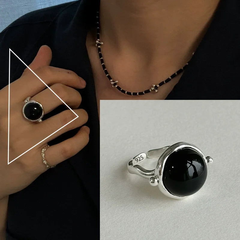 PANJBJ 925 Sterling Silver Hollow Out Rings For Women Three Layered Cross Punk Irregular Vintage Jewelry Gift Dropshipping