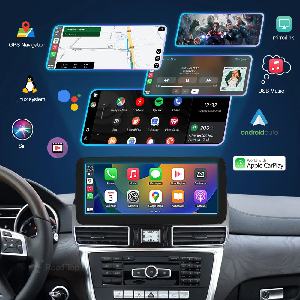 12.3'' Multimedia Display For Benz ML W166 GL X166 GLE GLS 2012-2018 Touch Screen Wireless Carplay Navigation Android Auto