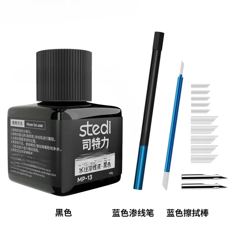 40g Stedi MP10-MP29 Water-based Fluorescent Panel Liner Paint for Model Building Fluorescent Ink Panel Line with Tools