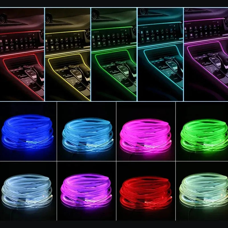 RGB Fiber Optic Car Ambient Light Strip with Music Sync (2-5m)