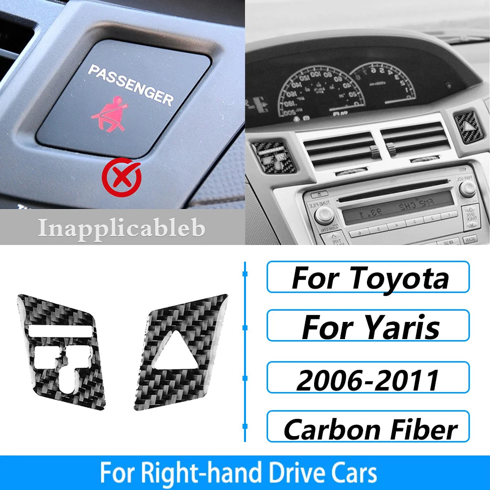 For Toyota Yaris 2006-2011 Carbon Fiber Central Control AC CD Air Outlet Gear Shift Panel Cover Trim Set Car Accessories Sticker