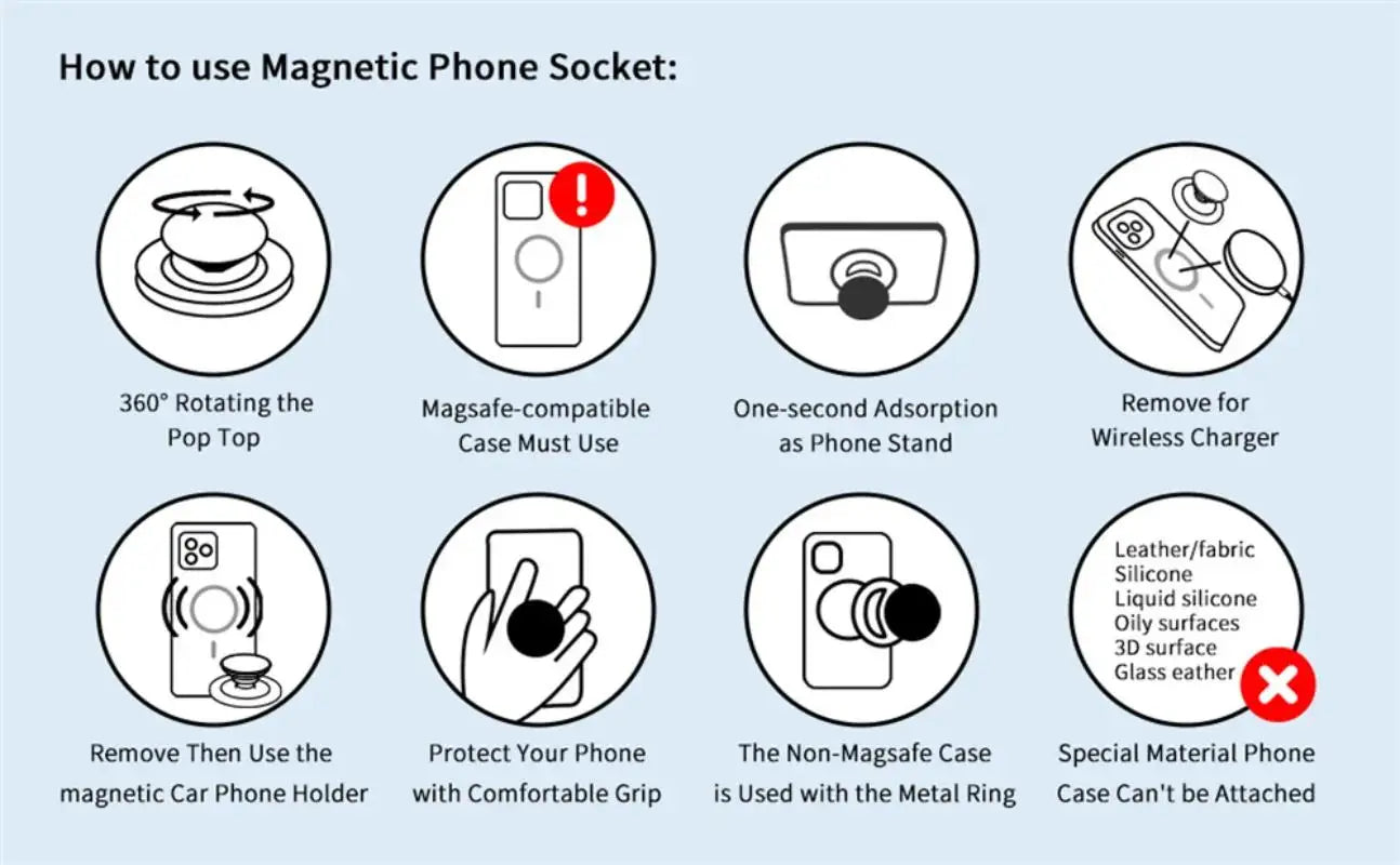 For Magsafe Cellphone Grip Tok Griptok For IPhone Samsung Mac Series Magnetic Phone Socket Pocket Expanding Stand Phone Holder