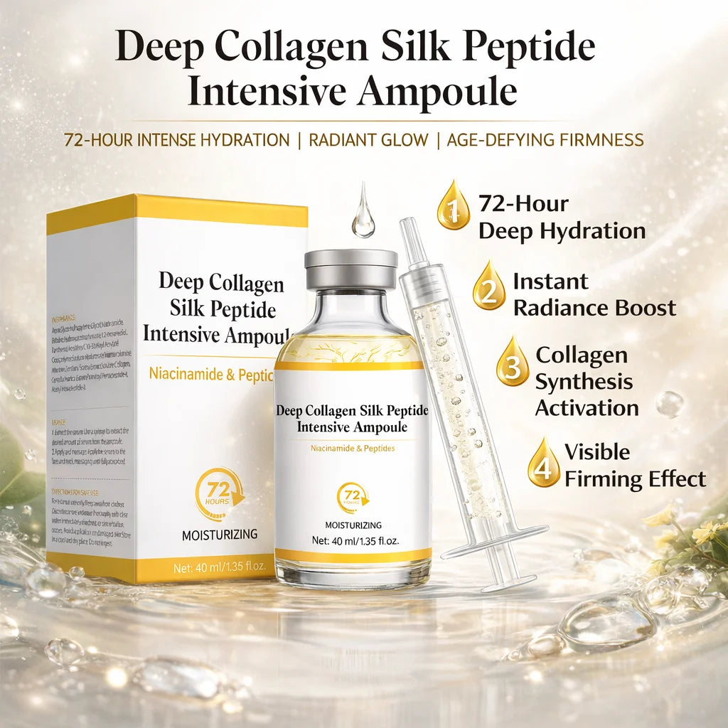 rrAmpoule intensive au collagène et aux peptides de soie, hydratant profond, renforce la peau, lifting, resserrement et fermeté,