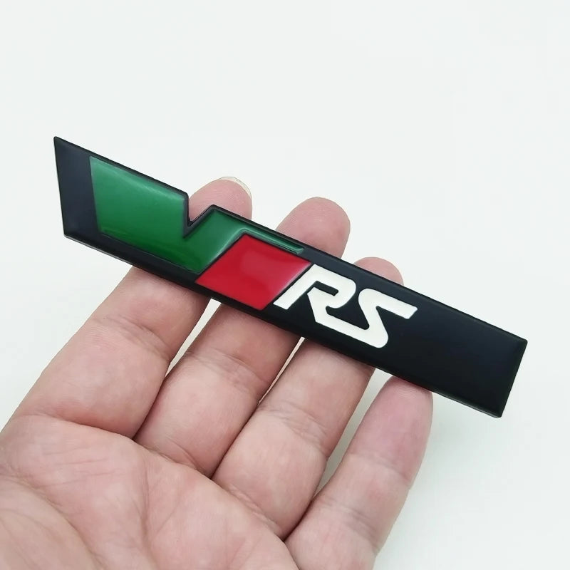 3d Metal RS Logo VRS Car Front Grill Emblem Rear Trunk Badge for Skoda VRS Octavia 1 2 3 Rapid Kodiaq Karoq Fabia Kamiq Superb