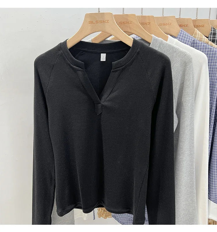 Women's Slim V-Neck Long Sleeve Tee — Base Layer
