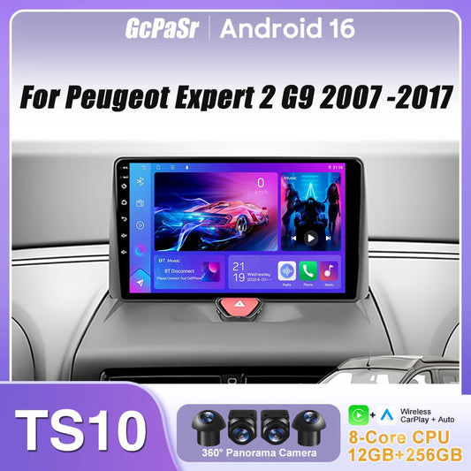 Car Stereo with Apple CarPlay & Android Auto, Compatible with Peugeot Expert, Citroen Jumpy, Fiat Scudo & Toyota Proace
