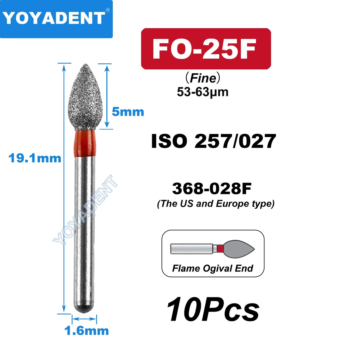 FG Fine Dental Burs Diamond Burs High Speed Turbines Drills Dental Lab Polishing Tools TR/TC/TF/FO/BR/SR/Type 1.6mm 10pcs/Pack