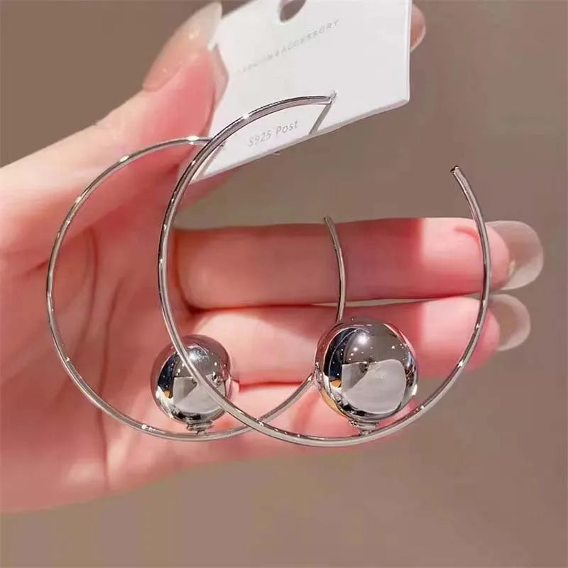 Big Circle Hoop Earrings — Gold Tone C-Shaped Statement Hoops