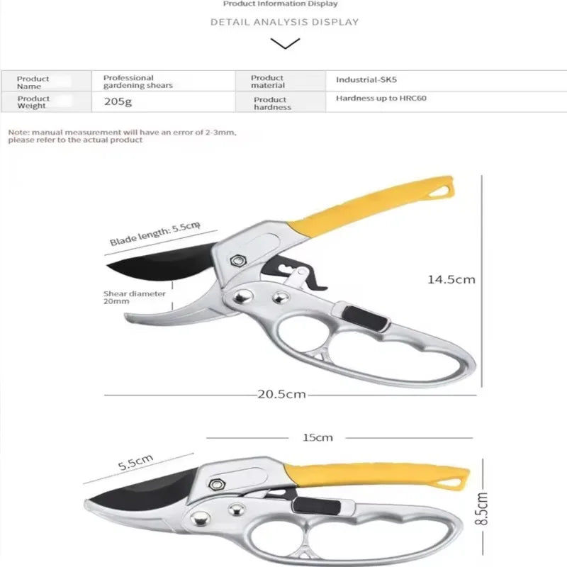 Ergonomic Pruning Shears SK5 Titanium-Plated Alloy Steel Quick Efficient Cuts Labor-Saving Spring  Garden Fruit Harvesting Tools