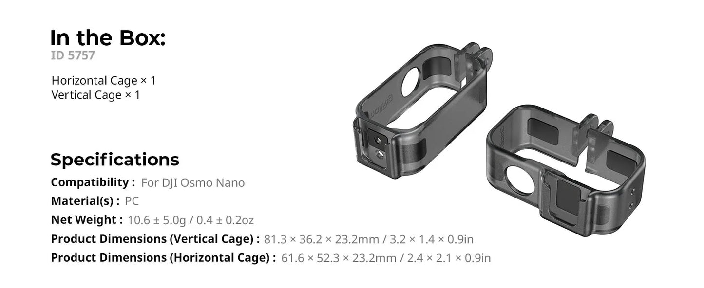 SmallRig Action Camera Nano Cage Kit – Vertical-to-Horizontal for DJI Osmo Nano | YouTube & TikTok (5757)