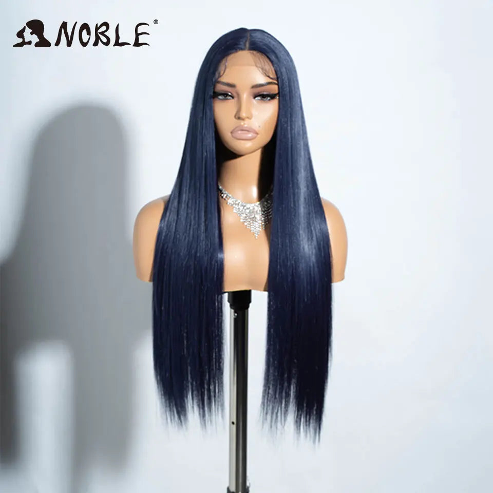 Noble Cosplay Long Straight Synthetic Lace Front Wigs For Women 30 Inch Middle Part Synthetic Lace Wig High Temperature Fiber