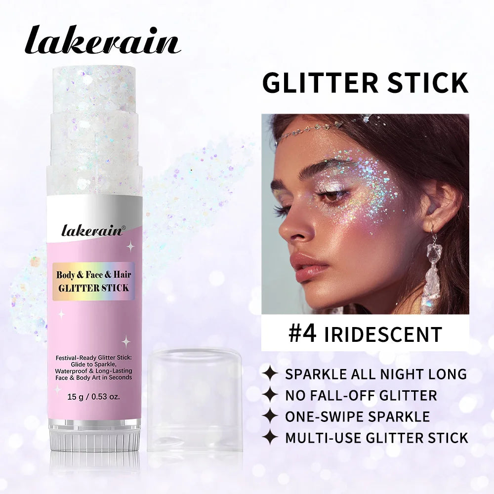 Body Glitter Sequin Stick Gel Texture Long-Lasting Dazzling Smudge-Proof Rich Sparkling Glitter Body Art for Party Stage Makeup