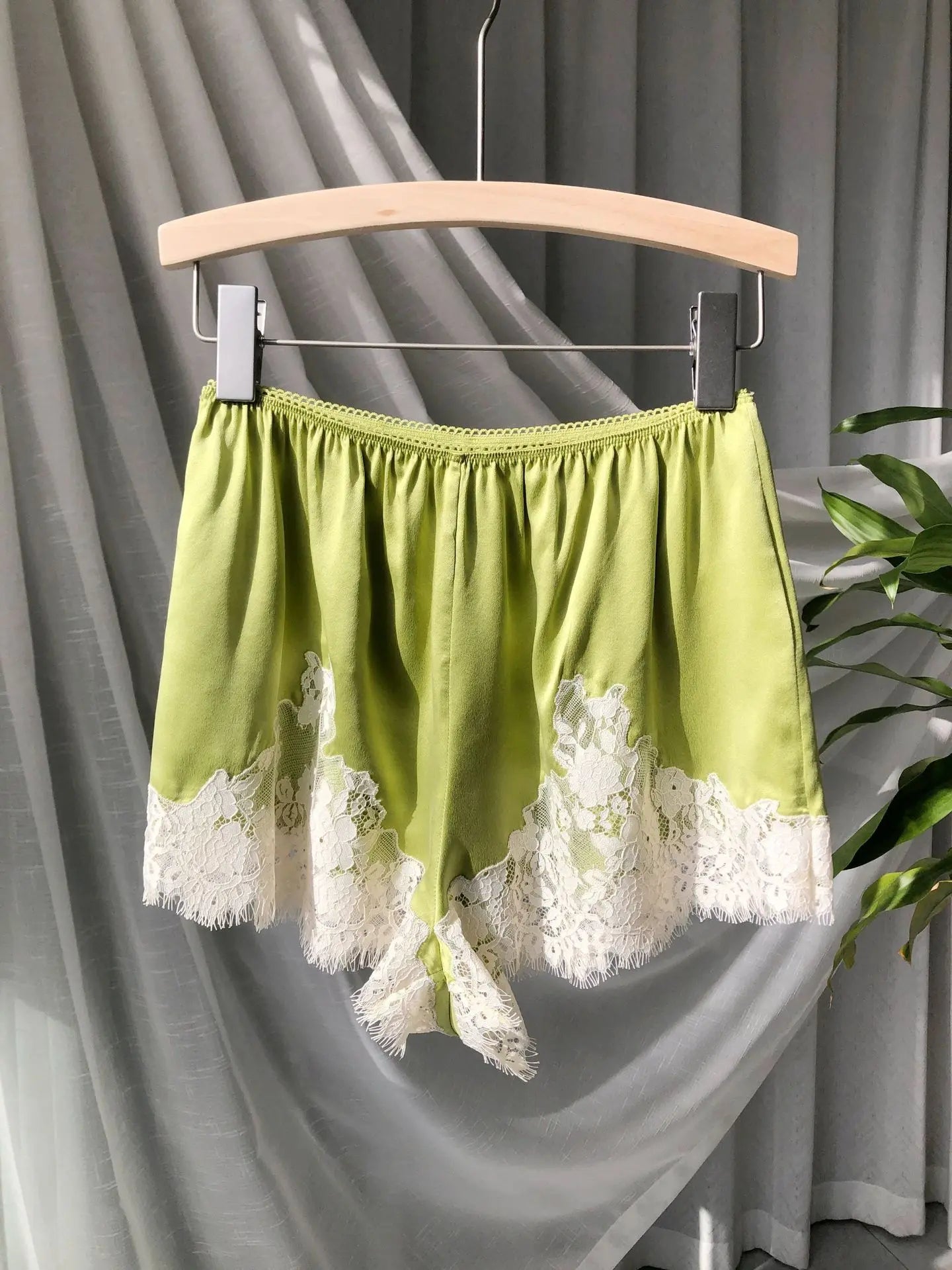 Soft Satin Lace Romantic French Lace Embroidered Satin Silk Sleeveless Vest Shorts