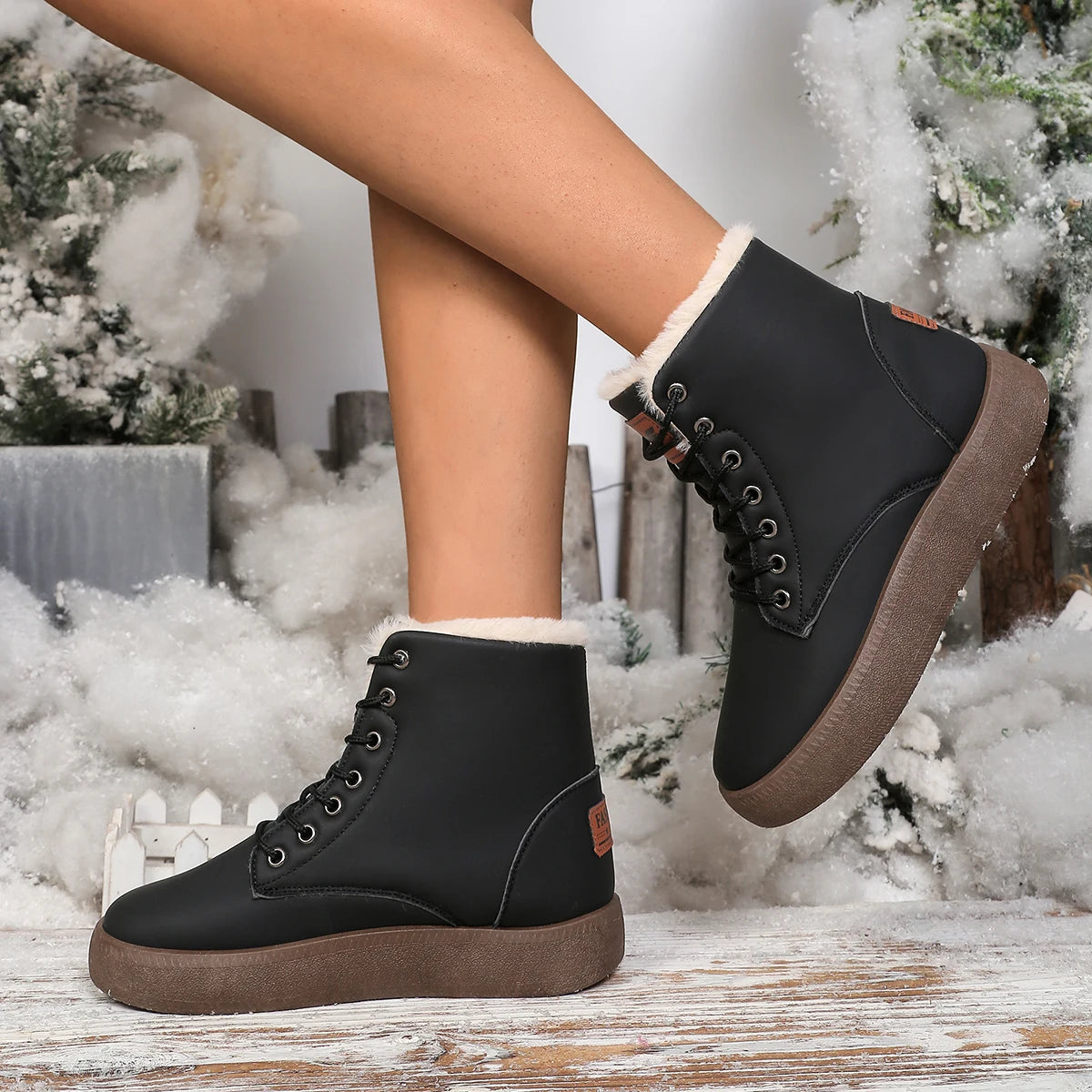 Women's Plush Lined Flat Snow Boots - Anti-Slip Winter Boots - photo 6
