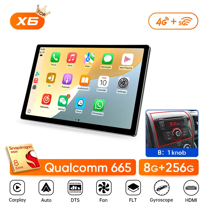 13.1" Car Stereo with Apple CarPlay & Android Auto, Compatible with Fiat Ducato, Citroen Jumper & Peugeot Boxer
