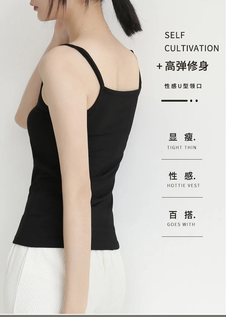 Summer Tank Top Women Sexy Slim Camisole Spaghetti Strap Cotton Vest Breathable Female Undershirt Camis Tank Tops for Women