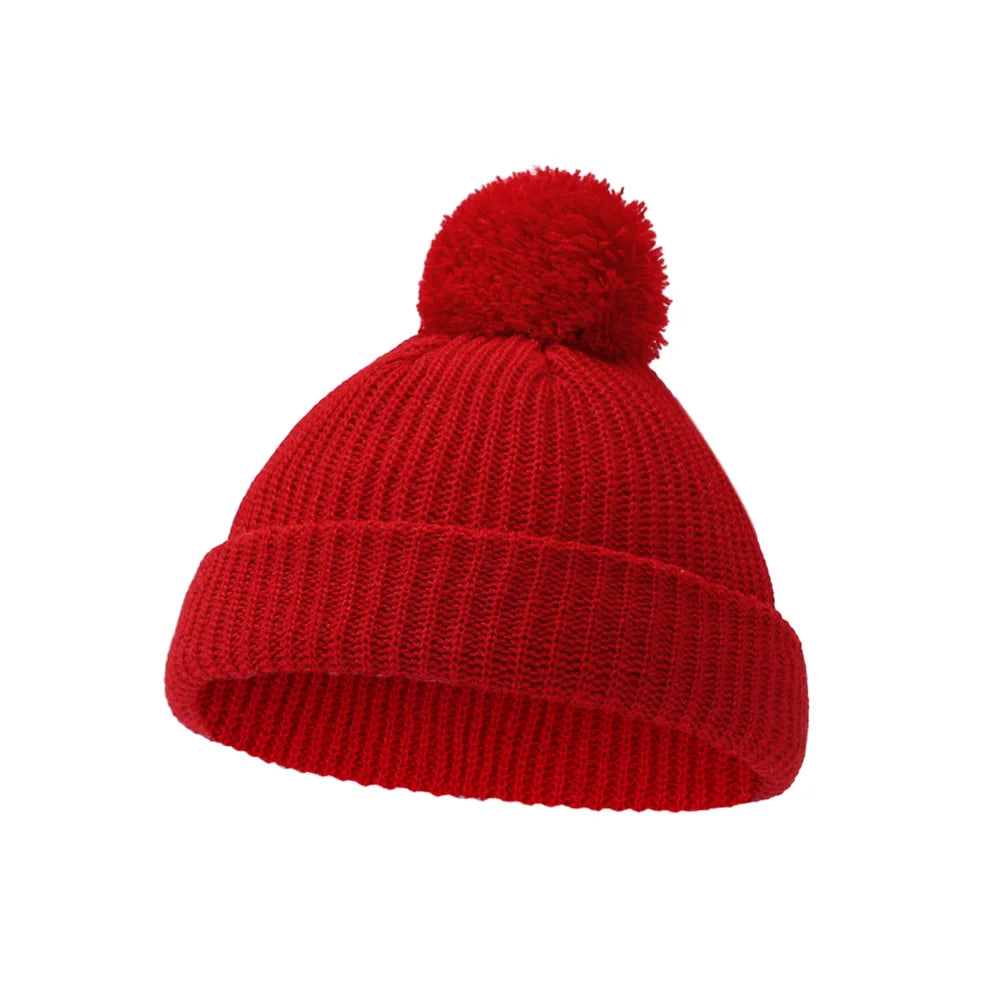 Infant Pom Pom Knit Beanie - Folded Cuff Baby Hat 0-12 Months - photo 8