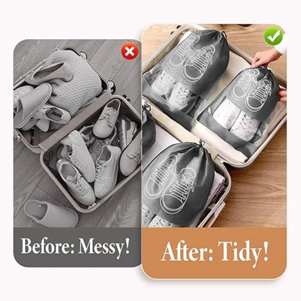 1-50Pcs Shoes Storage Organizer Bags Non Woven Travel Portable Bag Clear Protective Travel Bags for Footwear Waterproof Shoe Bag
